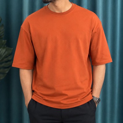 (Deep Orange) Drop sholder t-shirts